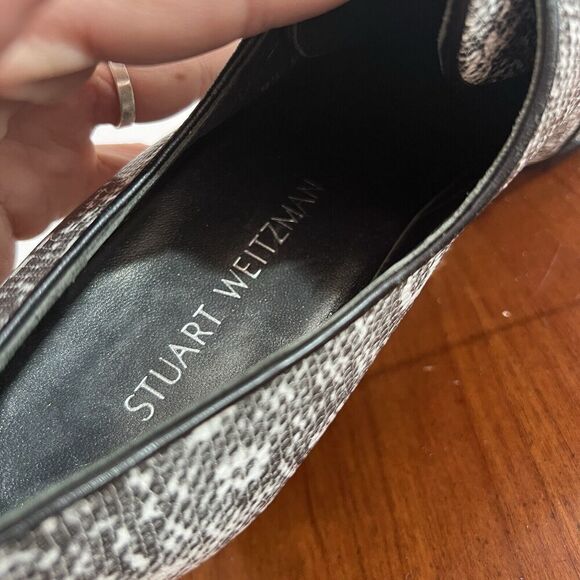 STUART WEITZMAN Animal Print Pointed Toe Chunky Heel Oxford 9.5M Shoes Lace Up - Picture 3 of 16